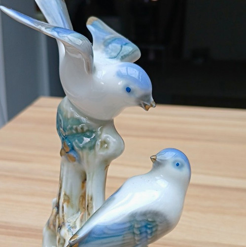 Porzellanfigur vogelpaar auf - porzellanfigur,