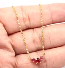 925 Silber Kette,Rubin Gelbgold Vergoldet.20 lang