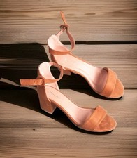 Neu Schöne Sandalen Block Absatz Braun Velours Gr.39