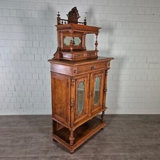 24669 Vertiko mit Aufsatz Gründerzeit 1880 Nussbaum furniert Antik