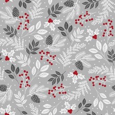 Wachstuchtischdecke "Winterstimmung" in 1,4m Br. grau weiß rot schwarz PVC