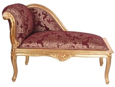 Barock Sofa Retro Couch Chaiselongue Rot Sitzbank Liege Polsterhocker Antik