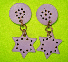 Ohrclips Paar weihnachtlich Sterne lila Glitzer 40 Strasssteine groß leicht