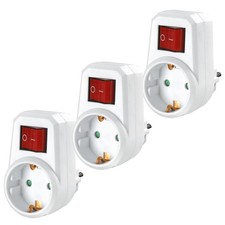 Heitech Steckdose mit Schalter 2-polig TÜV/GS-Zeichen Steckdosenadapter Stecker