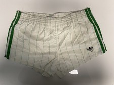 Adidas vintage Nylon Glanz Shorts Gr. M D5 shiny kurze Hose weiß grün M352
