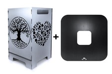 Baum Feuertonne Feuerschale Feuerkorb + Grillplatte Grillring Feuerplatte