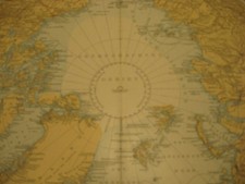 Original  Landkarte von 1886-Nordpolarregion,Nordpol Unerforschtes-Grossformat