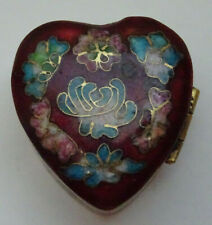 Alte Pillendose Schmuckdose Cloisonne Emaill Pillbox Box Dose Floral Herz