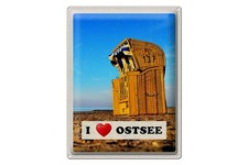 mrdeco Metall Schild 30x40cm Ostsee Deutschland Strandkorb Deko Blechschild