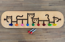 Selecta Kinder Garderobe Holz - bunte Garderobenleiste mit verschiebbaren Haken