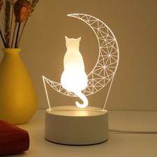 LED Schlaf lichter Acryl Tisch lampe Mond Katze Figur Nachtlicht  Kind Kind