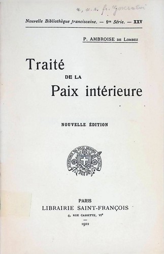Traité paix intérieure - de, la