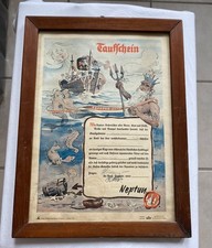 Alte Urkunde maritim TAUFSCHEIN ÄQUATORTAUFE Kühlschiff Blexen gerahmt