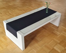 Couchtisch mit Glasplatte weiß 118×59cm (IKEA Expedit 201.477.32, Material 5cm)