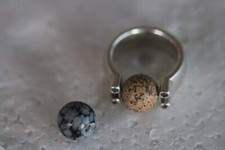 Tipit M  - 2 Einsätze / Kugeln, Schneeflocken-Obsidian und Jaspis