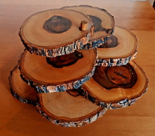 6  Glasuntersetzer  + Halterung als Flaschenuntersetzer Holz Handarbeit 70-er J.