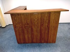 Bartresen, Verkaufstheke, 4 Barhockertransportabel, Mahagoni, rechtwinklig