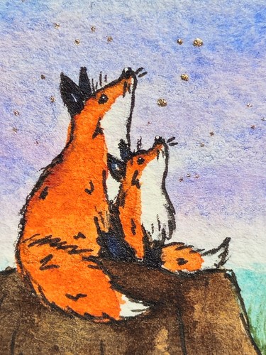 Fuchs papa baby aquarell - baby,