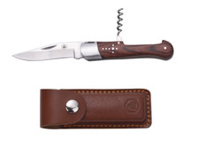Laguiole Jagdmesser +Ledertasche Klappmesser mit Korkenzieher Outdoor Braun NEU