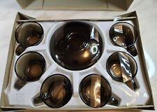 NEU IN OVP 6x Vintage 70er Jahre Vereco France rauchbraun Glas Tassen & Untertassen