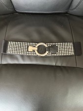 Taillengürtel schwarz breit Silber Schnalle Glitzersteine NEU S M L XL