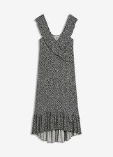 Jerseykleid Gr 48/50 Schwarz Weiß Damen-Kleid Sommerkleid Midi Freizeitkleid Neu