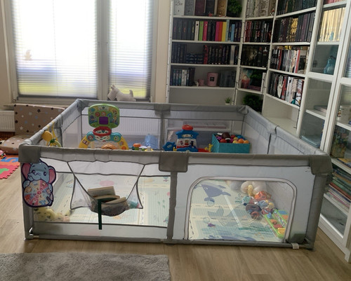 Baby laufstall grau mit - grau,