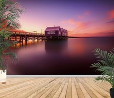 Fototapete-VLIES-OZEAN HÜTTE-(8229S)-Wand-Tapete-Nach-Maß-Brücke Pier Himmel XXL