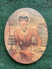 3 Bilder Portraits Frau Oval Holz  antik 19. Jhd. Kunsthandlung Heckel K. Ferd.