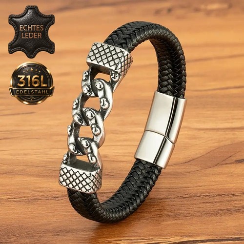 Herren lederarmband edelstahl - herren,