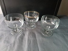 3 Eisbecher mit Fuß Glas Schälchen Dessertbecher Schale H10,5cm D10cm 1xGoldrand