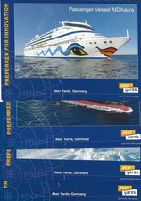 Wismar Werft , 7 ,Datenkarten von verschiedenen Schiffe, Aker Yards, Germany