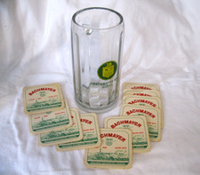 Bierkrug Glas Maßkrug Glaskrug 1 Liter Bachmayer Bier Dorfen + 10 Bierdeckel JB