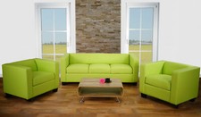 3-1-1 Sofagarnitur Lille, Couchgarnitur Loungesofa, Kunstleder hellgrün