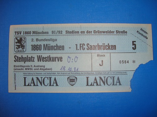 Ticket 1860 münchen - 91/92,