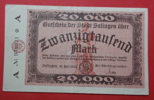 Notgeld gutschein 20000 mark - gutschein,