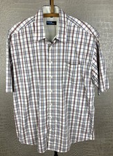 SACHS Herren XL Hemd kurzarm Shirt blau beige rot schwarz kariert Baumwolle 7B5