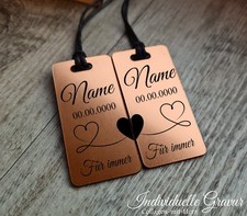 2 Schlüsselanhänger Gravur Partneranhänger Hochzeit Valentinstag Geschenk Love