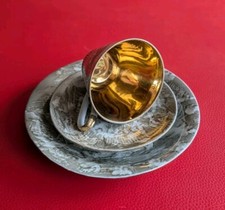 1960 Walbrzych Poland Sammeltasse Sammelgedeck Gold Gedeck Grau Marmoriert Tasse