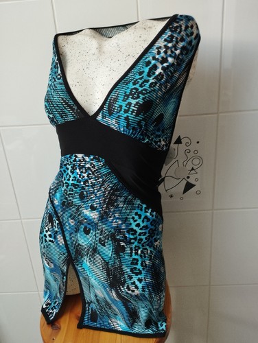 Mini kleid pfauenmuster tiefer - kleid,