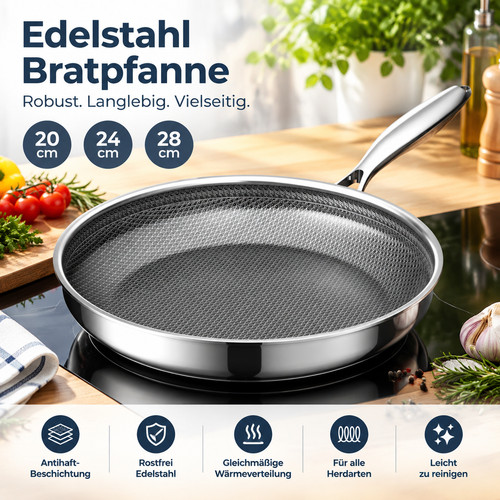 Bratpfanne edelstahl pfanne - edelstahl,