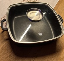 ELO Servierpfanne 28 cm ALUCAST Aluminiumguss Bratpfanne mit Glasdeckel eckig