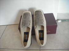 Valleverde Loafer Gr 37 Schlange feines Leder beige italienische Slipper 