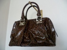 Handtasche Lackleder dunkelbraun