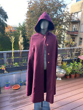 Langer Mittelalter Woll-Mantel (Poncho) in Aubergine-Purple - LARP unisex M-XL