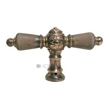 Basküle Fensterolive antik Fenstergriff Perlen Kreuzblume alt Horn Messing