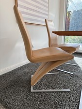 ROLF BENZ Designer Stühle 7800 beige Höhe 98 cm Breite 45 cm Leder Edelstahl mat