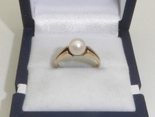 585 Gold Ring 14K Gelbgold Perle Goldring 2,37 g Verlobung RG 49 - 15,6 mm 7870a