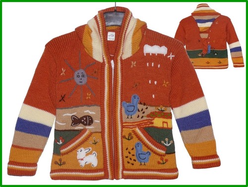 Strickjacke orange bunt
