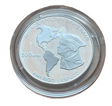 Silbermünze  Korea 500 Won 1989 - Motiv: Amerigo Vespucci
